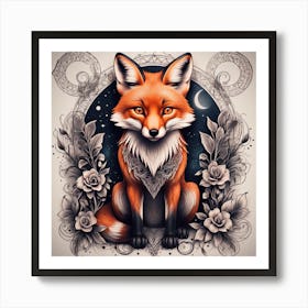 Fox In The Moonlight Art Print