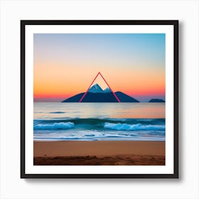 Sunset With A Triangle Art Print