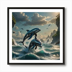 Dolphins In The Sea Art Print