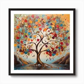 "The Melodic Tree: This painting embodies the convergence of art, nature, and music in a unique artistic experience. 2 Art Print