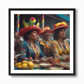 Women In Colorful Hats Art Print
