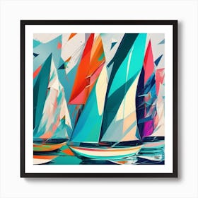 Abstract Sailboats Art Print