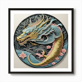 Asian dragon motif Art Print