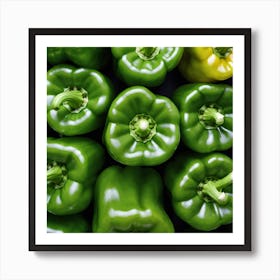 Green Peppers On A Black Background Art Print