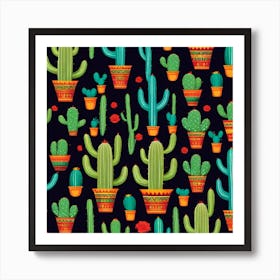 Cactus Pattern 17 Art Print