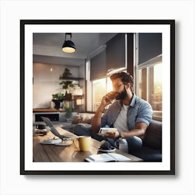 Man Working At Home Art Print