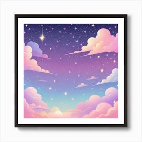 Sky With Twinkling Stars In Pastel Colors Square Composition 117 Art Print