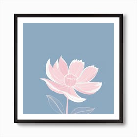 A White And Pink Flower In Minimalist Style Square Composition 204 Art Print