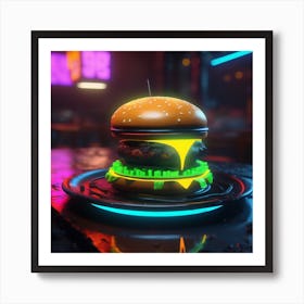 Neon Burger 4 Art Print