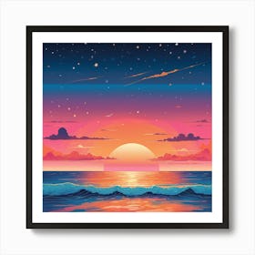 Sunset Over The Ocean Art Print