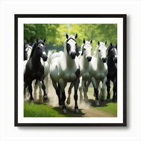 Horses In The Field 1 Art Print