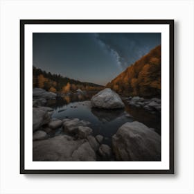 Night Sky Over A River Art Print