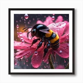 Bee In The Rain Art Print