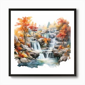 Waterfalls In Autumn Art Print