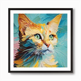 Abstract Vincent van Gogh painting cat in pastel shades. 1 Art Print