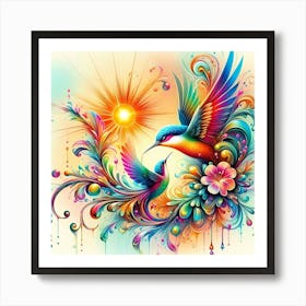 Colorful Hummingbirds Art Print