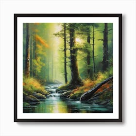 Stream In The Forest 3 Art Print