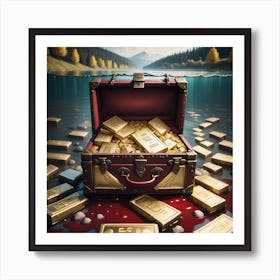 Gold Bars In A Suitcase Art Print