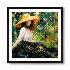 Girl In A Yellow Hat Art Print