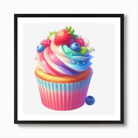 Cupcake With Berries Art Print