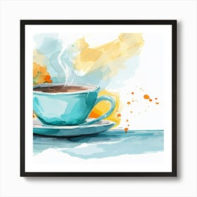 Coffee Cup Watercolor Painting Art Print