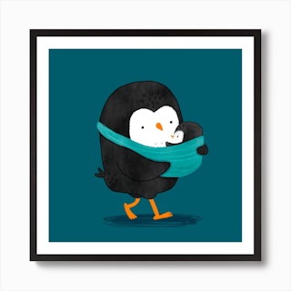 Dad Penguin With Baby Art Print