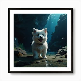 Dog In The Water Art Print