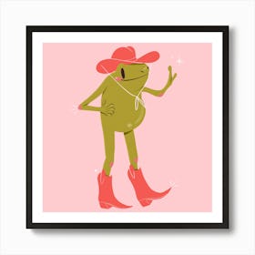 Howdy Partner | Pink Cowboy Frog 1 Art Print