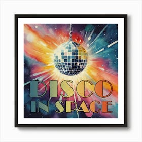 Disco in Space Watercolor Style Poster