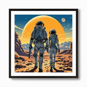 Two Astronauts In Space 1 Art Print