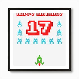 Kids 17th Birthday Video Game Number Seventeen Party Art Print