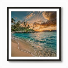 Sunset On The Beach Art Print