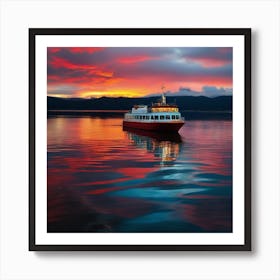 Sunset On A Ferry Boat 1 Art Print