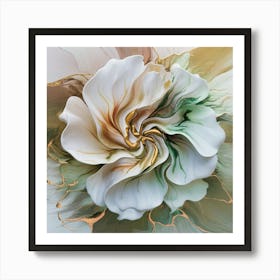 Flower With Gold Leaf Art Print