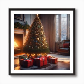 Christmas Tree In The Living Room 33 Art Print