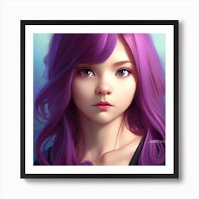 Girl With Purple Hair Art Print