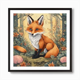677723 Oil Painting, A Cute Fox In A Beautiful Forest Wit Xl 1024 V1 0 Art Print