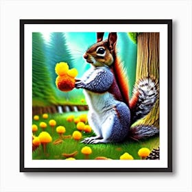 Squirrel In The Forest Art Print