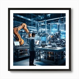 A Detailed Digital Rendering Of Advanced Industrial Cyber Management Process Engineered Automatons (4) Art Print