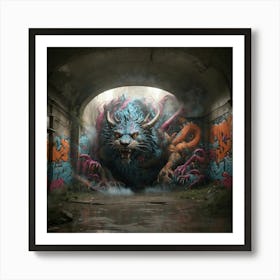 Mythical Creature Graffiti Art Print