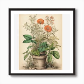 Old biological poster of plants Art Print