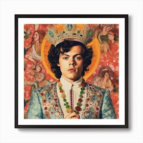 Harry Styles Kitsch Portait 2 Square Art Print