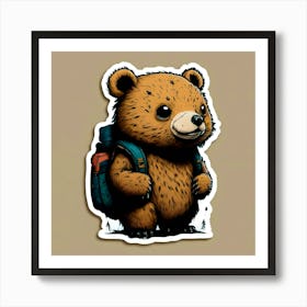 Bear With Backpack 2 Art Print