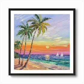 Sunset At The Beach Art Print