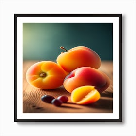 Apricots On Wooden Table Art Print