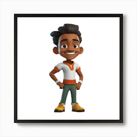 African American Boy Cartoon Character Art Print