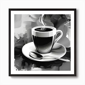 Black And White Coffee Cup Art Print