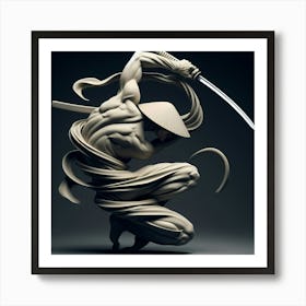 A Creative Sword Fighter Figure Monochrome Colors Art Print