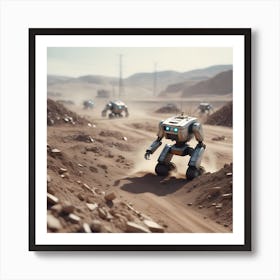 Robots In The Desert Art Print