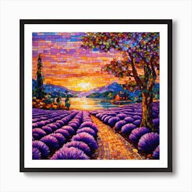 Sunset In Lavender Fields Art Print